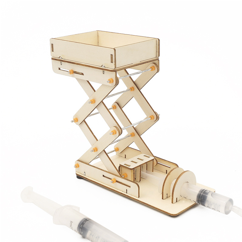 Diy Hydraulic Elevator Platform 3d Children Educational Wooden Toys For School 