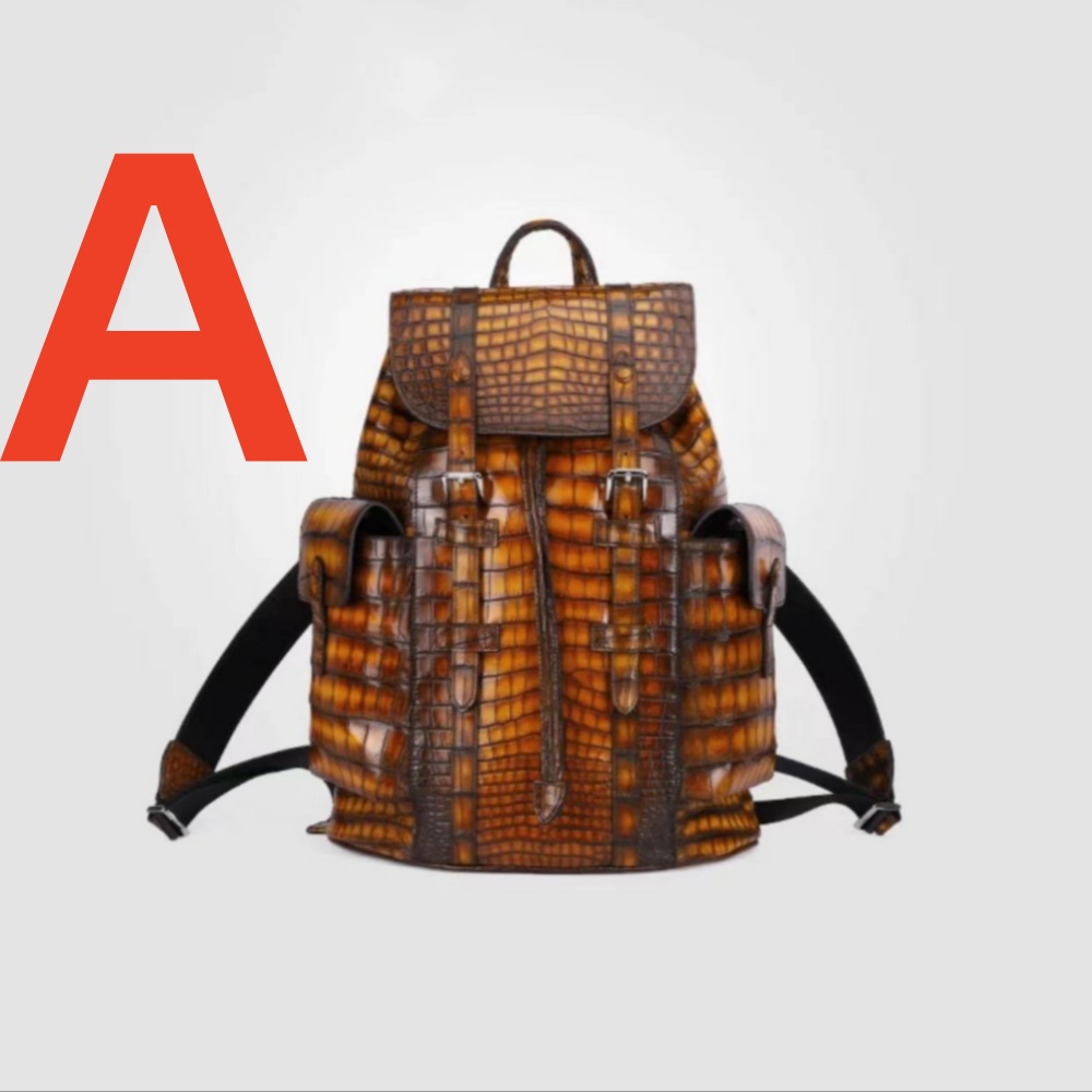 Custom Luxury crocodile Leather Backpack Fashion Men's and Women's Bag Leisure Travel Bag