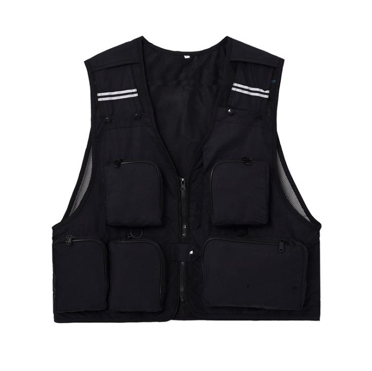 Fashionable Black Color Mesh Life Vest Outdoor Multi-pocket Life Jacket Manufacturers Direct Sell Fishing Life Vest For Sale 