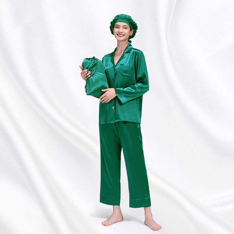 New Silk Pajamas Women's Fashion Suit Loose Home Suit Lounge Wear Lazy Two-piece Pajamas Suit 