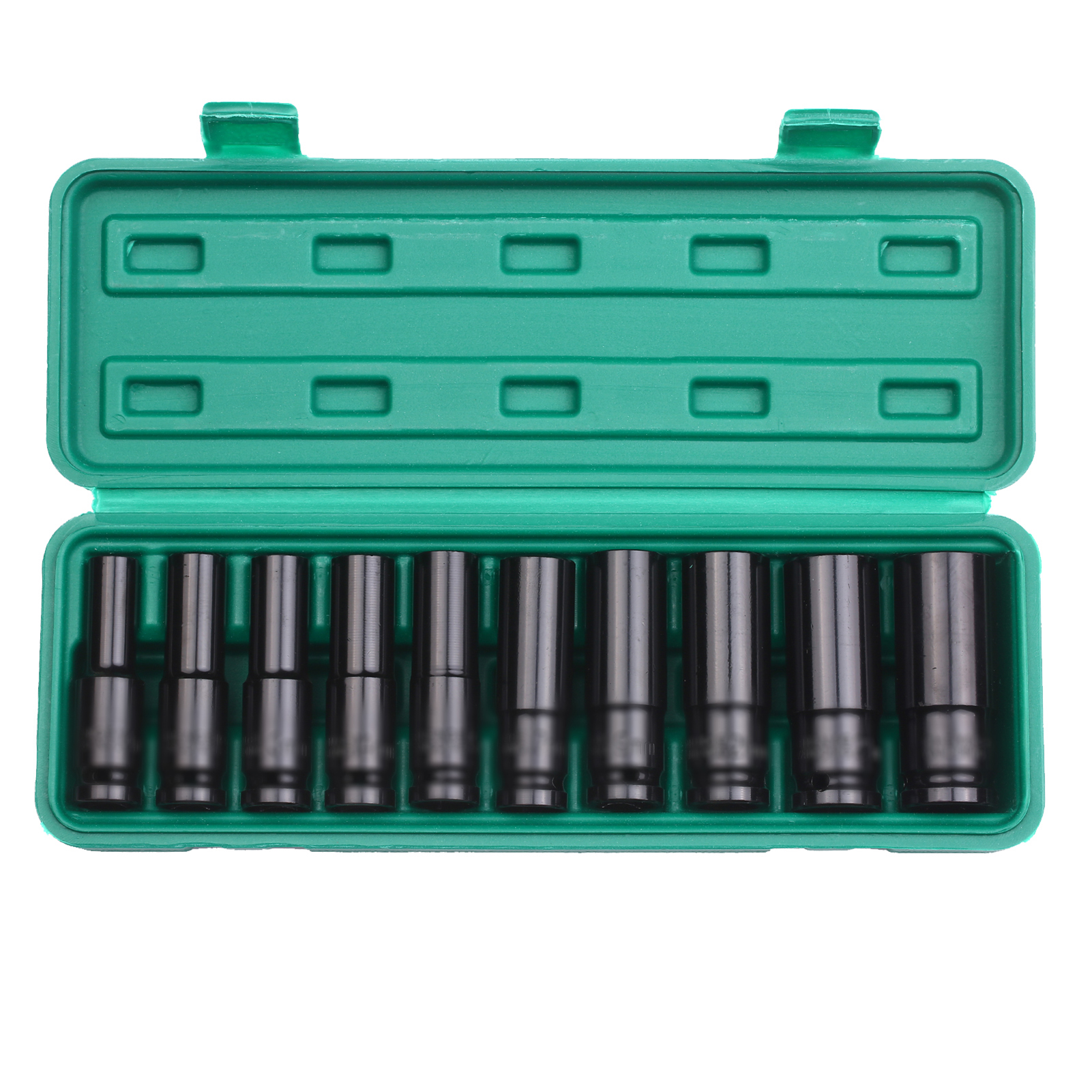 1/2inch Drive Hex Impact Socket Set 10-piece Deep Socket Metric Sizes 8-24mm Cr-v Material With Storage Box 