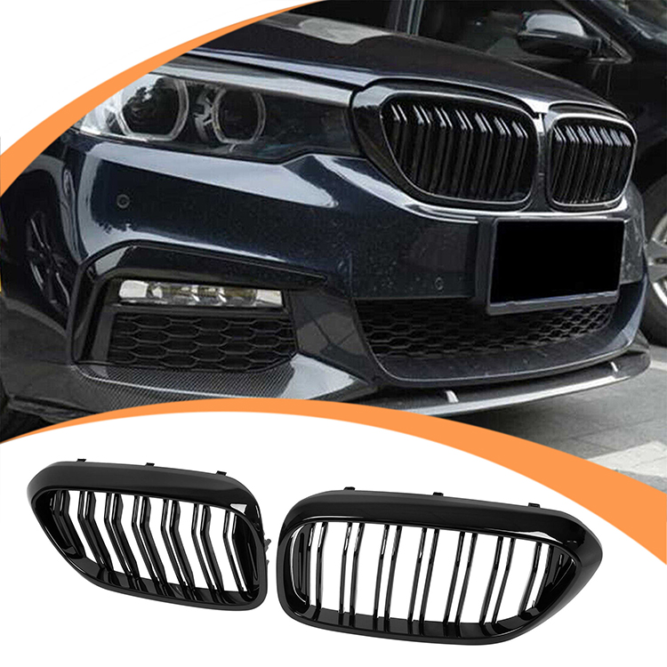 Auto Car Parts Double Line Front Bumper Grill Black Glossy Front Bumper Grille For Bmw 5 Series G30 
