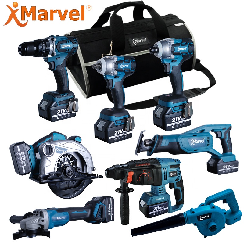Marvel Tools Hight Quality 10 In 1 Set 18v 20v Brushless Cordless Lithium-lon 15-tool Combo Kit Cordless 