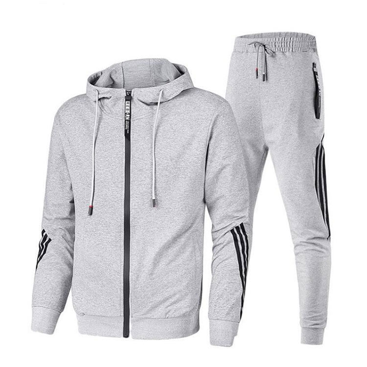 2021wholesale Custom Sports Gym Fitness Workout Sportswear Apparel Men Sets Fleece Zip Up Hoodie And Jogger Pants 2 Pieces 