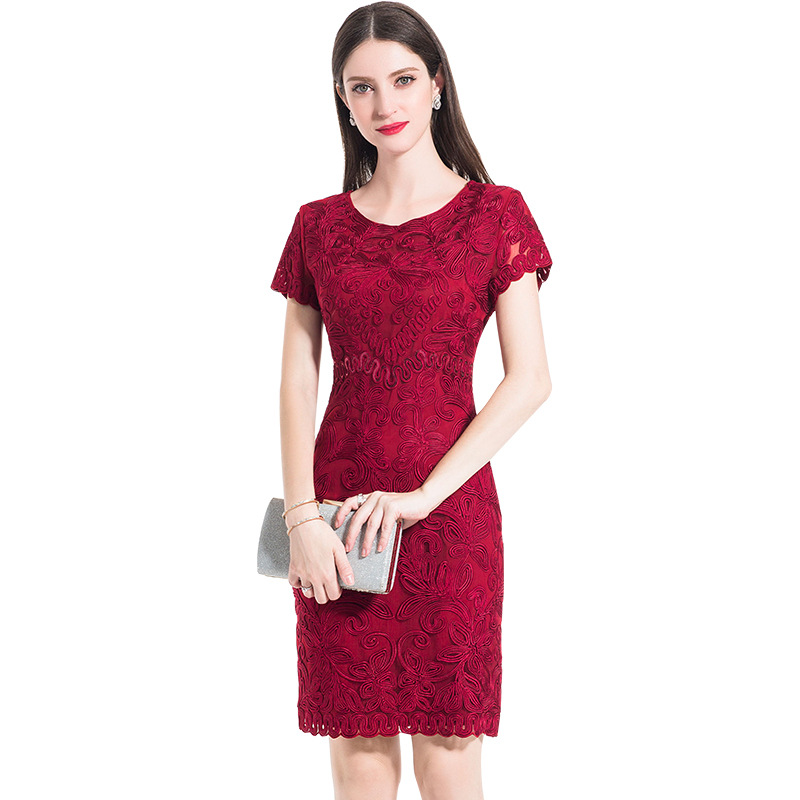 Customize Fashion Plus Size Elegance Slim Short Sleeve Vintage Lace Mother Daughter Matching Dress Mother Of The Bride Dresses 