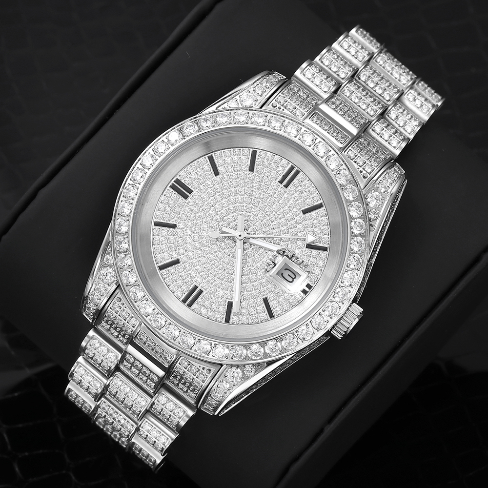 Men Luxury Watch Iced Out Vvs Moissanite Watch Bling Diamond Watch 