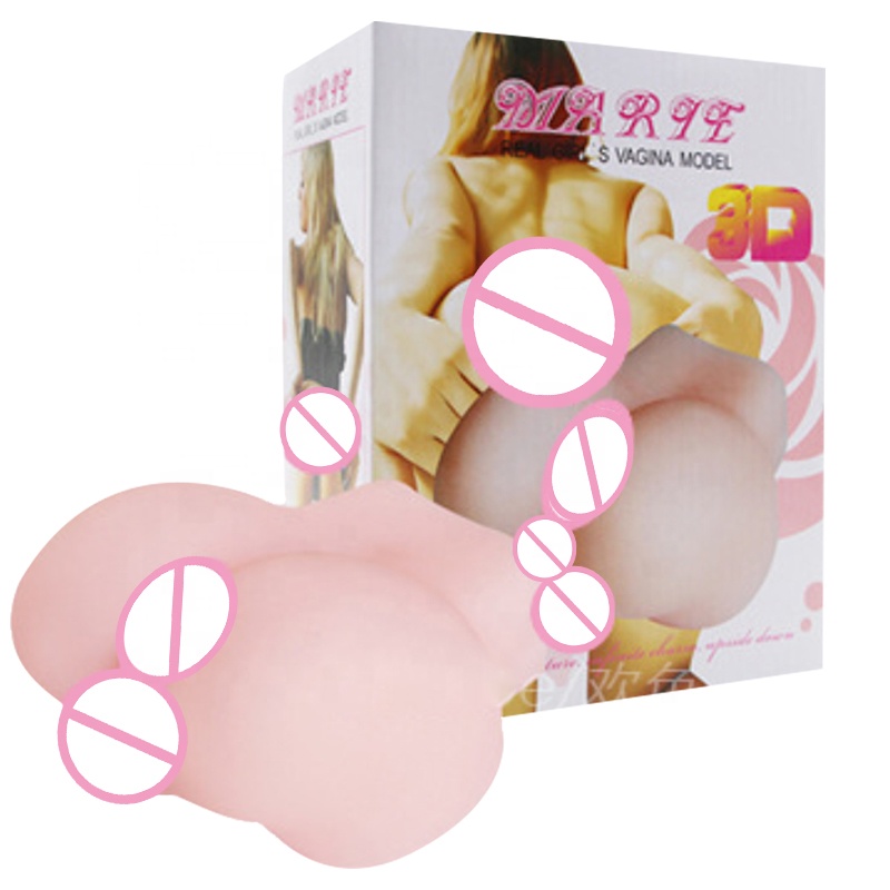 Adult Sex Products Male Masturbation Cup Double Tunnel Silicone Big Ass Beautiful Buttock Vagina Sex Toy For Men 