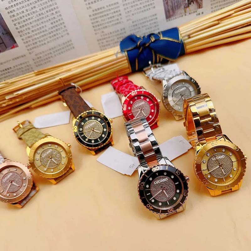High Quality MK Lady Watch Is Fashionable. Elegant Full of Stars Three Pointer Leather/steel Band Quartz Watch Jam Tangan Wanita