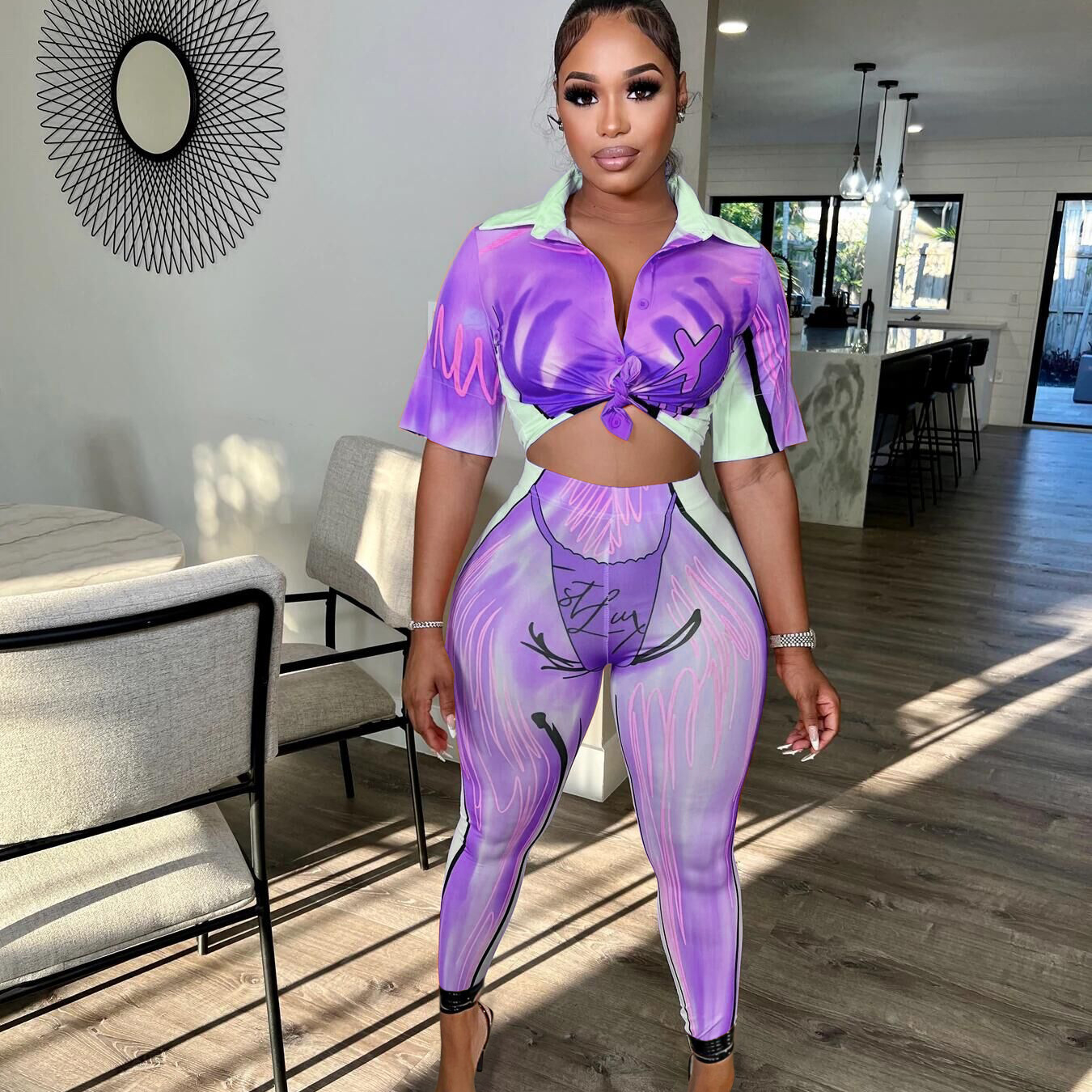 Female Fashion Women Two Set Pieces European Clothing 