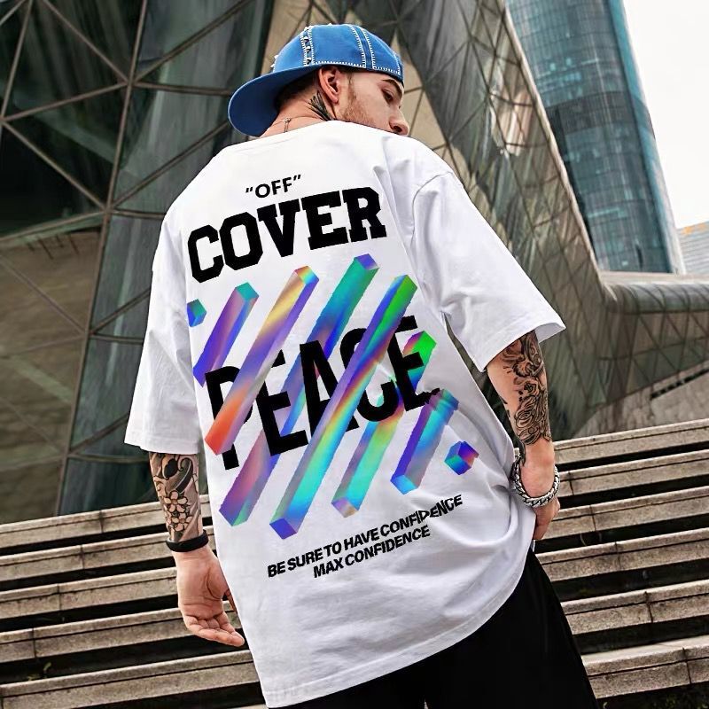 Men Graphic Tees 2022 Summer New Large Size Men&#39;s Short-sleeved T-shirt Fashion High Street Men&#39;s Clothing Printed T-shirt 