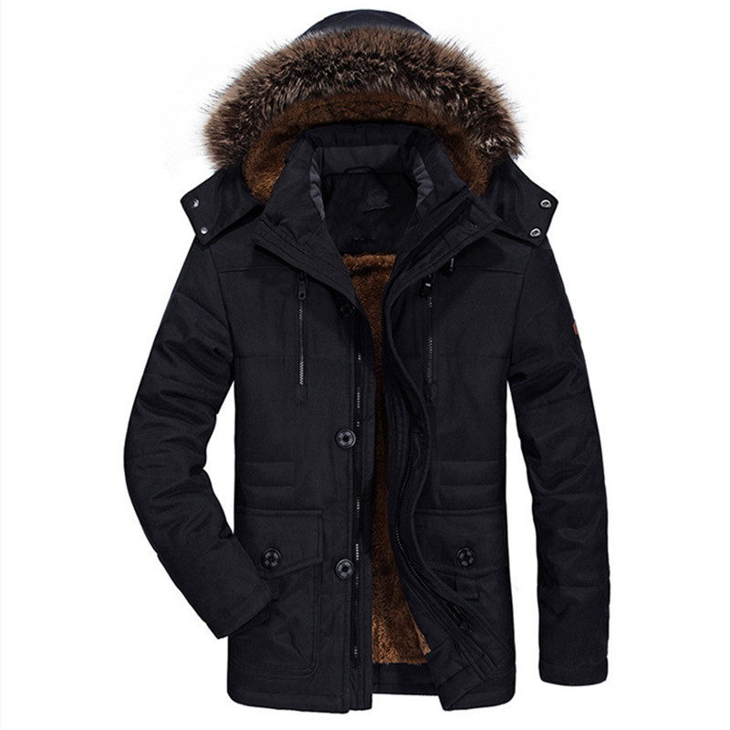 Men&#39;s Winter Thicken Cotton Canvas Parka Jacket Warm Casual Coat 