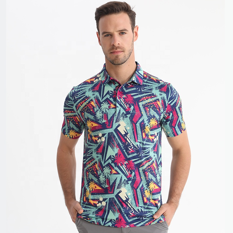 2023 Wholesale Oem Logo Printed Pattern Sublimated Dry Fit Sports Us Size Golf Polo T Shirt Custom Golf Shirt For Men 