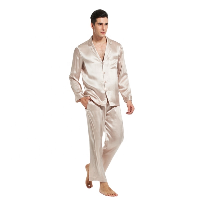 Wholesale Men&#39;s Pyjamas Set Basic Button-down Men Sleepwear With Classic Lapel Collar Shape 