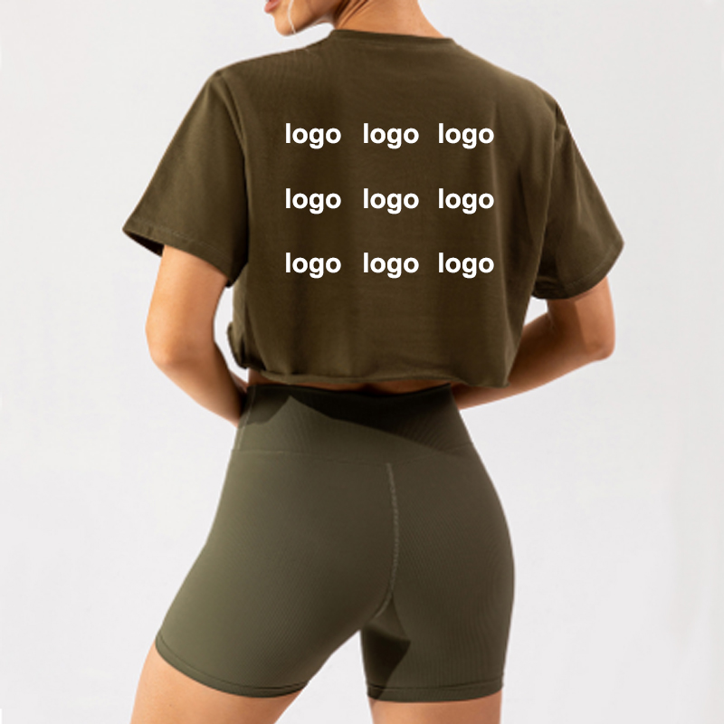 New Trendy Fitness Yoga Wear Blank Women Crop Top Tee Custom Logo Women Boxing Fitness Crop Top Cotton T-shirts 