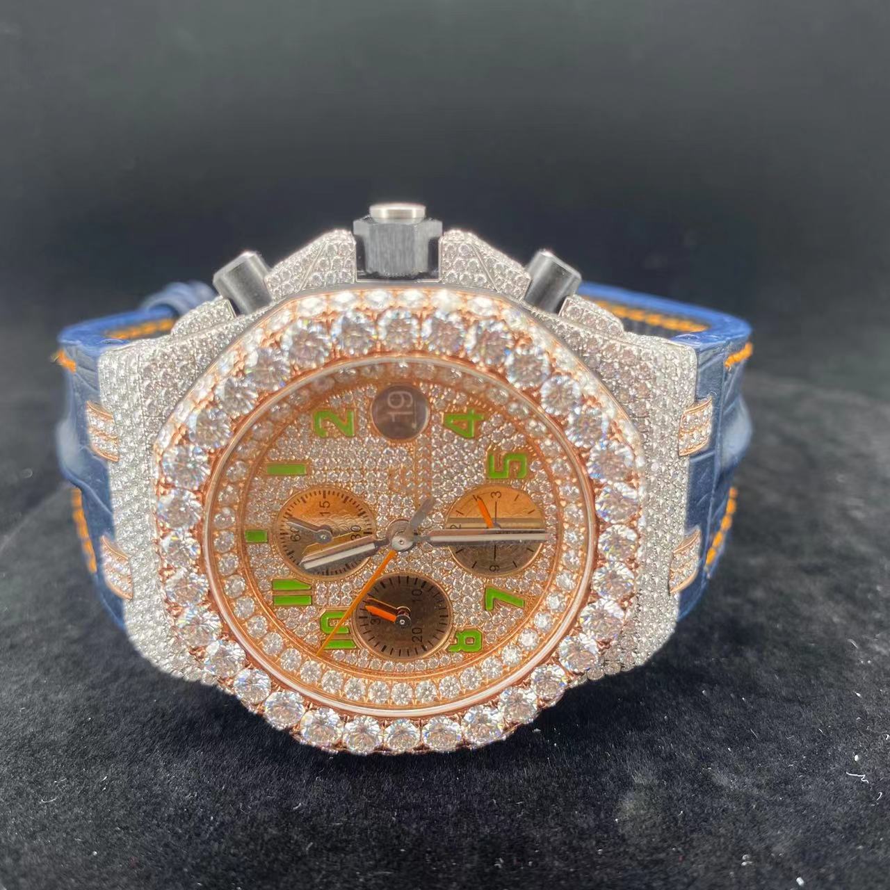 Chinese Jewelry Custom Men&#39;s Luxury Watch Glass Iced Vvs Moissanite Diamond Watch