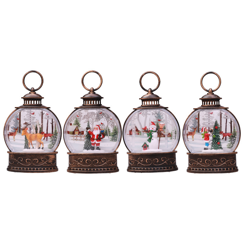Hot Selling Led Christmas Lighting Lanterns Decorative Home Decoration Snow Globe Lantern For Christmas Lights Decoration 