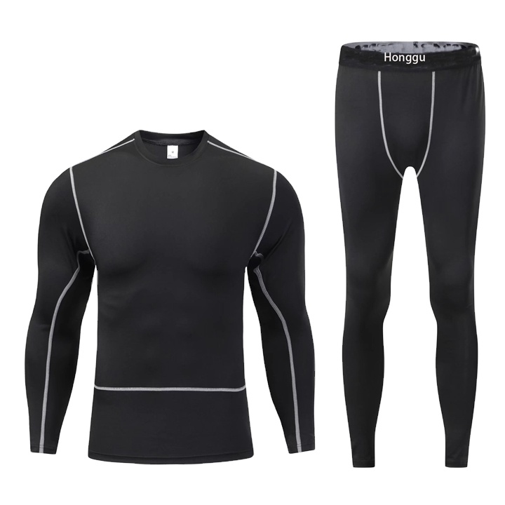 Set Men&#39;s Gym Sports Clothing New Design Men&#39;s Fitness Wear Compression Shirt With Gym Leggings 