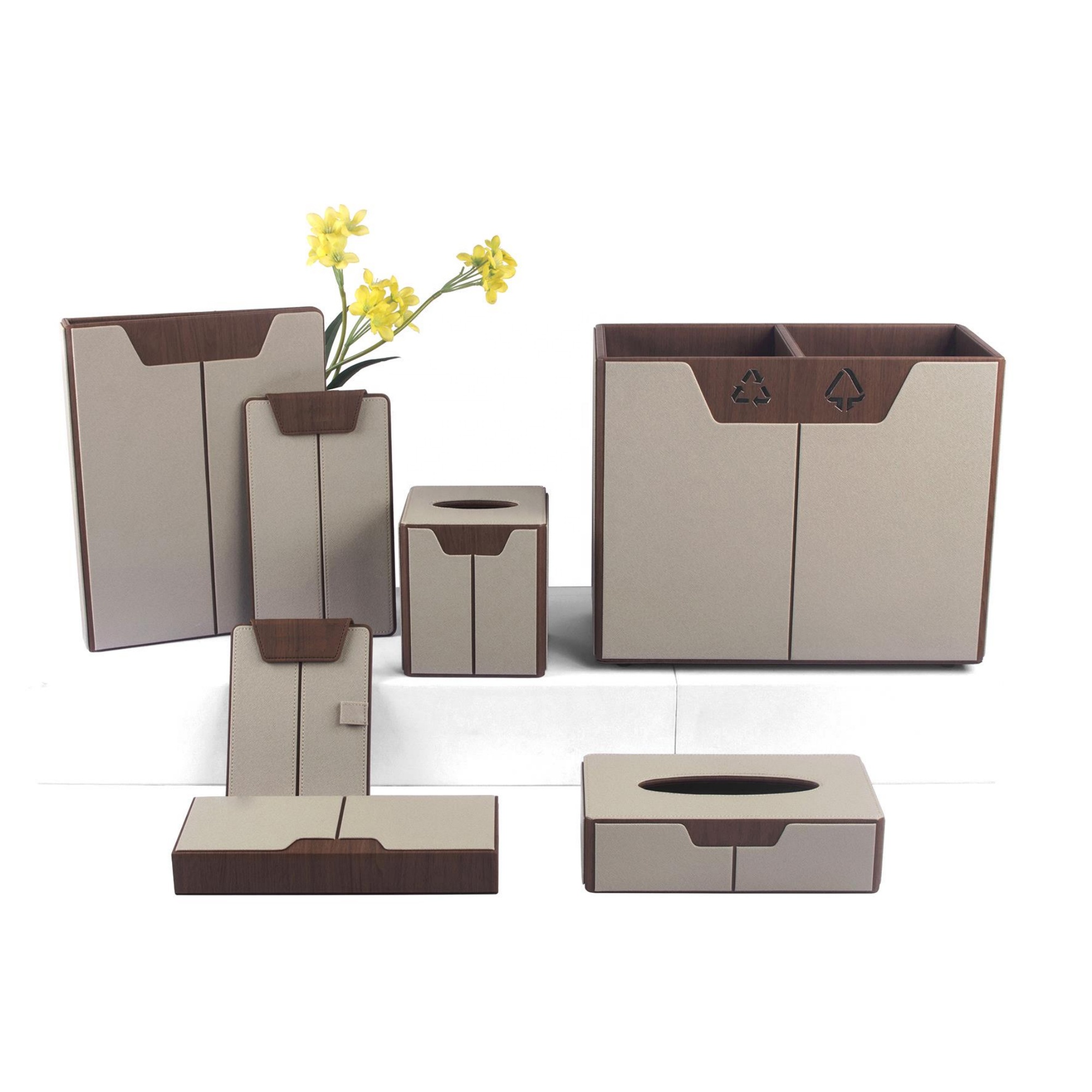 Hotel Accessories Pu Leather Products Room Supplies Facilities Set Hotel Supply Amenities Leather Products For Guestroom 