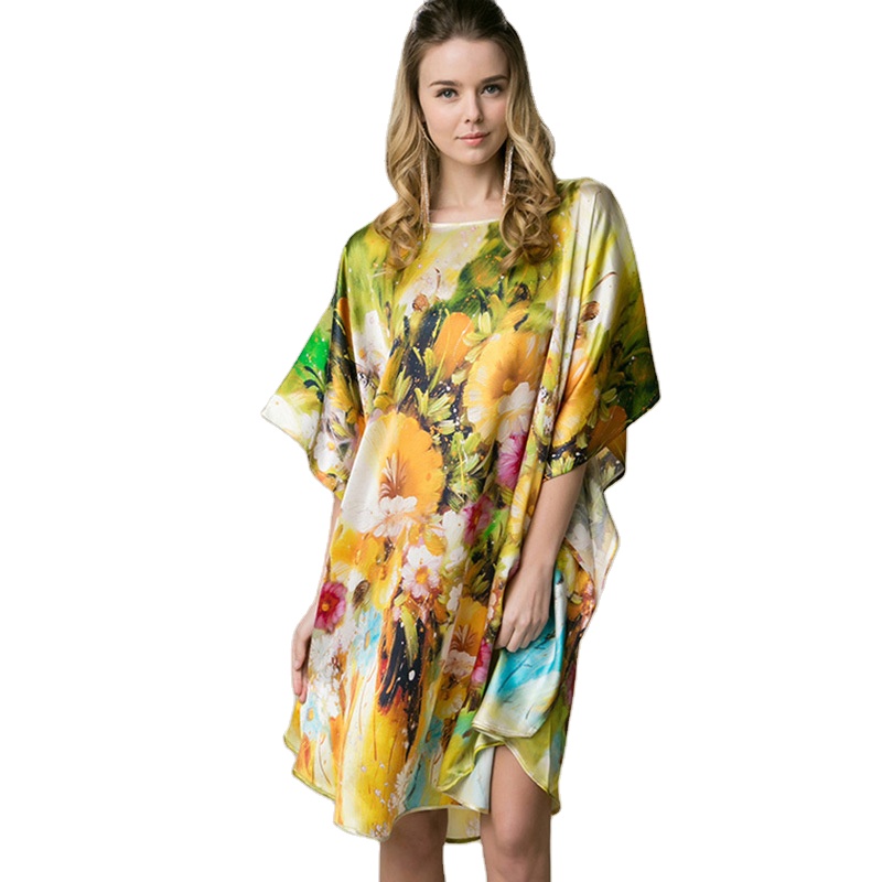 Custom Pajamas Dress Loose And Comfortable Femme Onesy Pajamas Sleepwear New Silk Nightdress For Summer 