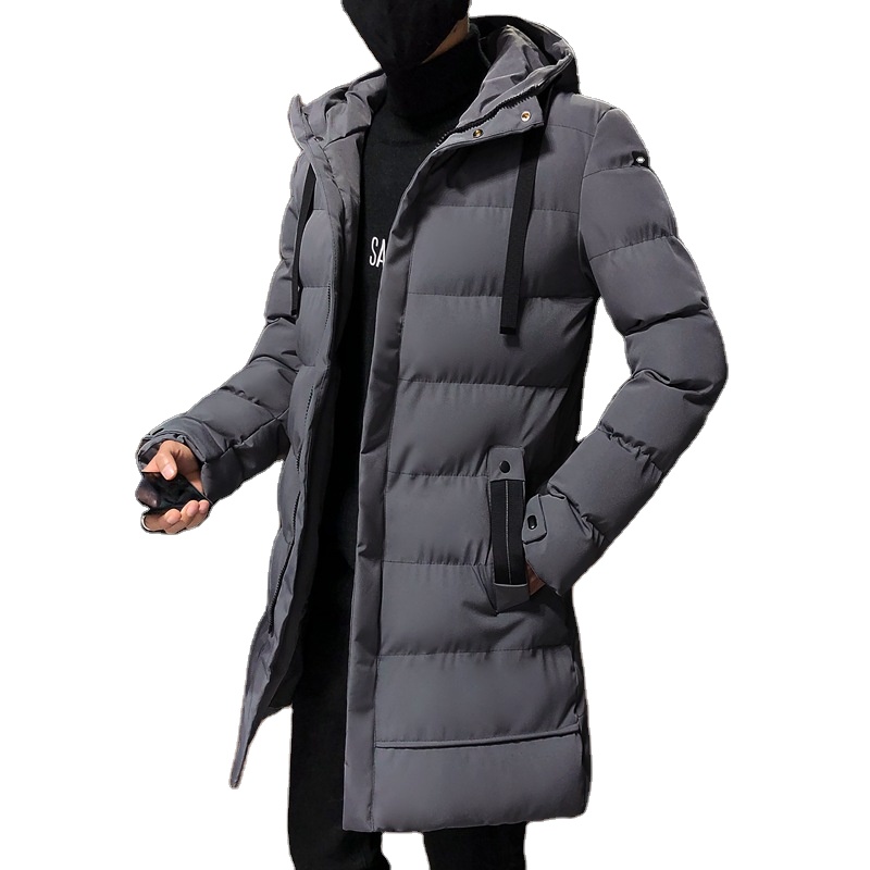 Cotton-padded Coat Men&#39;s Long Winter Korean Edition Trend Thickened Cotton-padded Jacket Son Winter New Down Cotton-padded Coat 