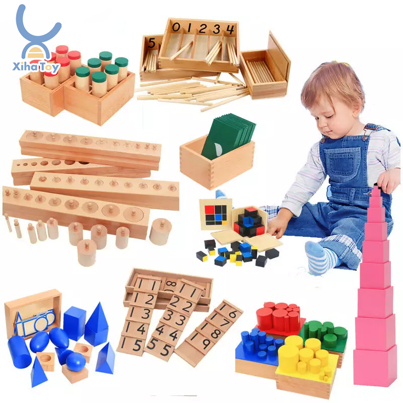 Xiha Baby Wooden Montessori Educational Toy Kids Wooden Montessori Materials Full Set Juguetes Montessori Toys Math Material 