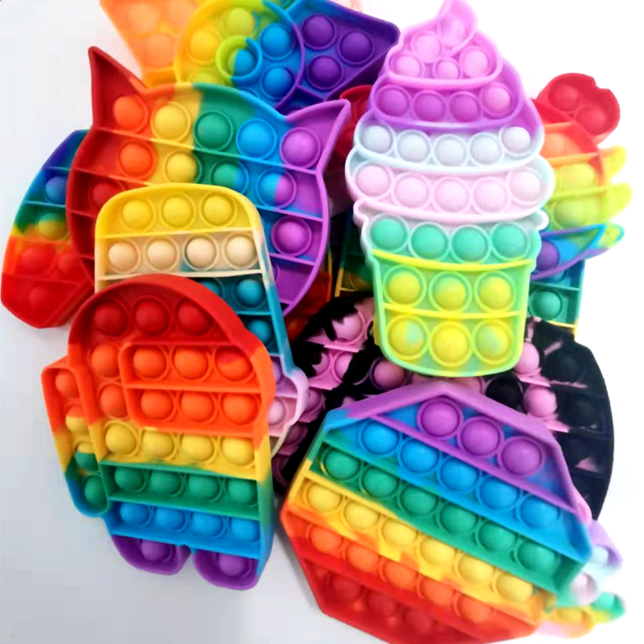 New Decompression Push Pop Bubble Silicone Bracelet,Stress Reliever Dimple Squeeze Fidget Sensory Toys For Kids Gift 