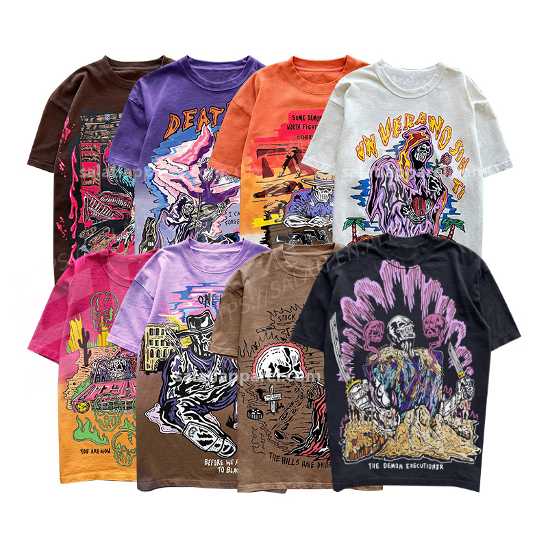 Salati Customized Crew Neck Heavy 100% Cotton T Shirts Short Sleeve Heavyweight Oversized Graphic Screen Print Tshirts Mens 