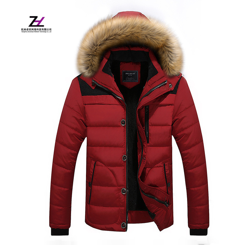 Fur Collar Hooded Parkas Men Winter Thick Men&#39;s Outwear New Fashion Warm Coat Man Wool Liner Windproof Male Parka Down Jacket 