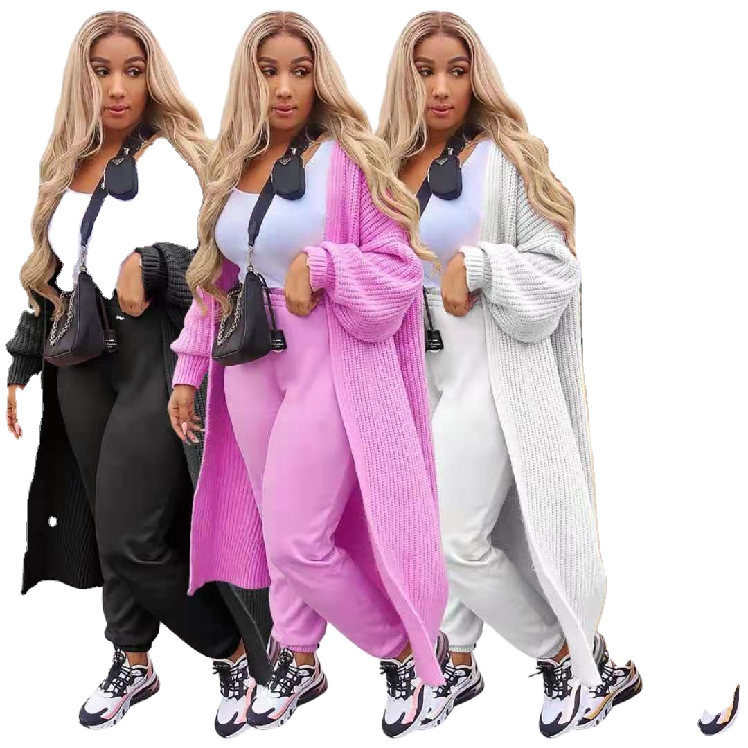 Women&#39;s Long Sleeve Casual Open Front Knit Winter Cardigan Plus Size Sweater 