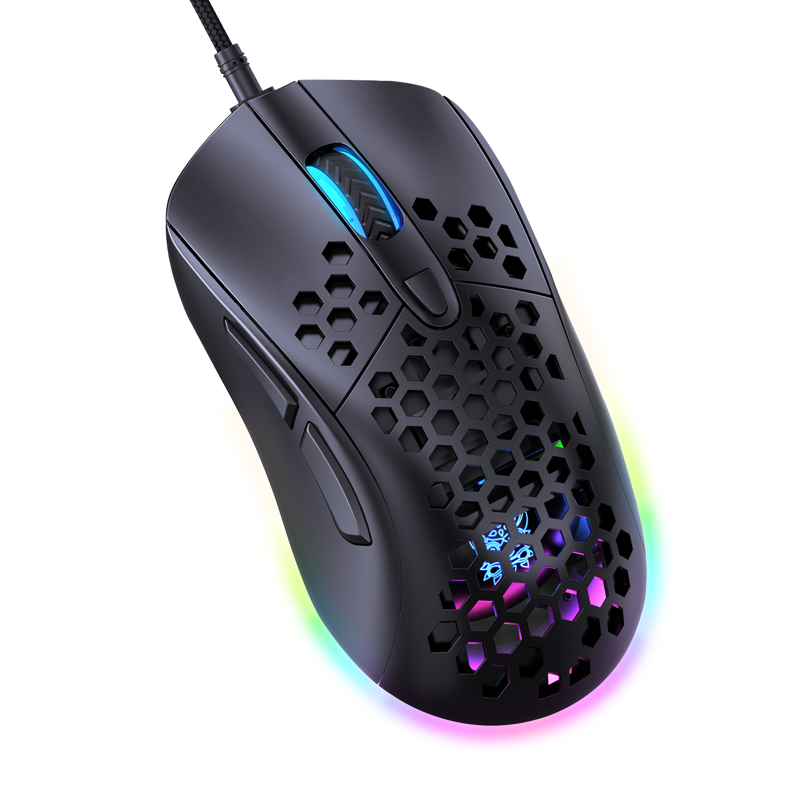 Overseas Warehouse Onikuma Cw906 Wireless Rgb Lightweight Honeycomb Mice 7200 Dpi Programmable 7 Buttons Wired Computer Mouse 