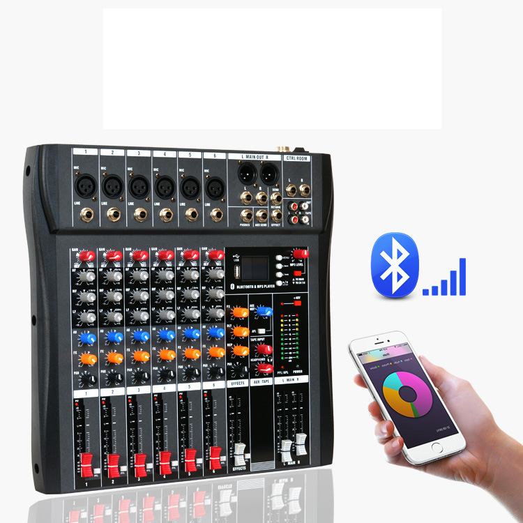Wholesale Cheap Price Sound Mixer Updated 6 Channel Series Blue Tooth Function Audio Mixer Console With Usb Mini Dj Mixer 
