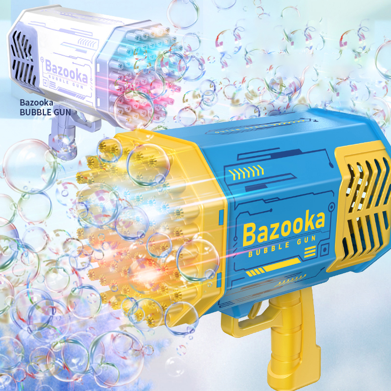 Plastic 69 Holes Bazooka Bubble Gun Light Up Bubble Toys Gun Rechargeable Electric Bubbles Machine Outdoor Summer Toys For Kids 
