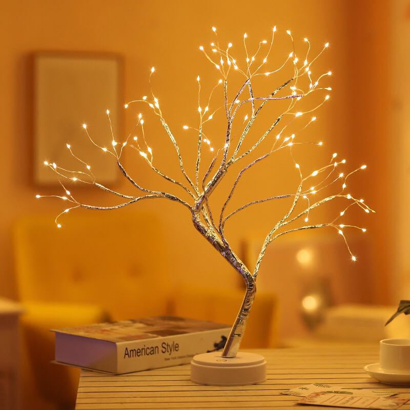 Copper Wire Tree Lamp Adjustable Branches Fairy Tabletop Bonsai Artificial Tree Lights For Home Decoration 