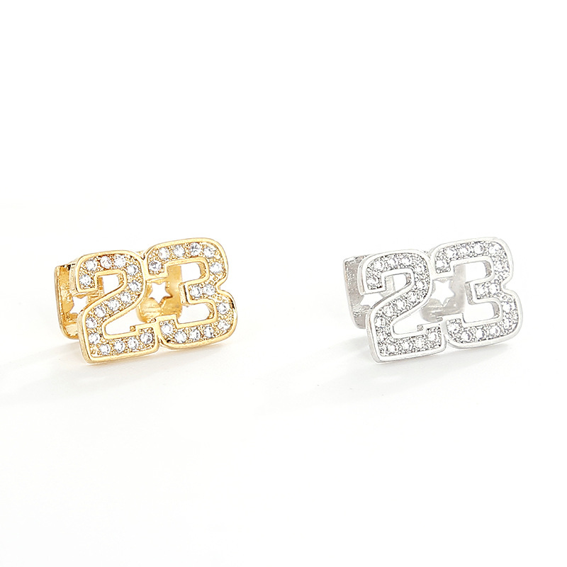 10k Gold No.23 Gold Teeth Grillz Lab Grown Diamond Tooth Clips Top Bottom Grill Body Tooth Gems Kit Jewelry For Party Women Men 