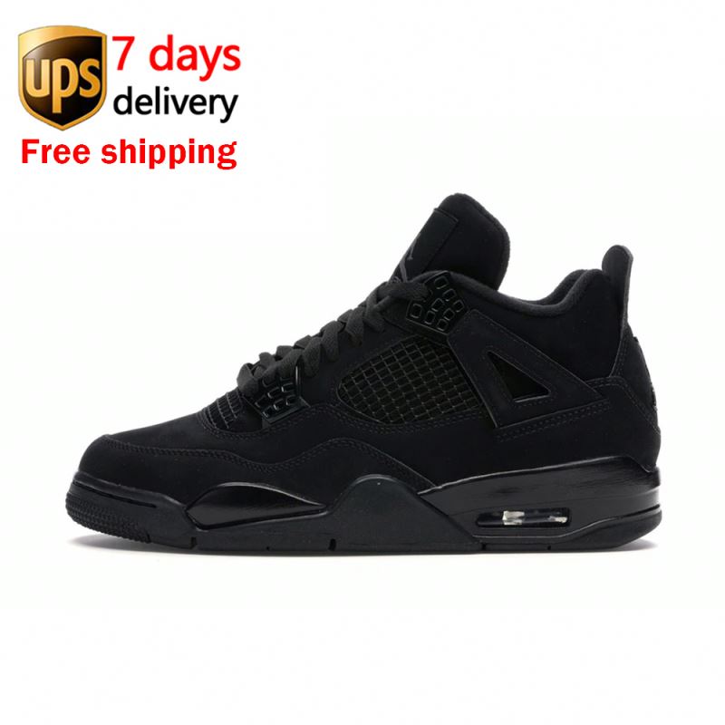 Cu1110-010 Black Cat Nike Air Jordan 4 Sport Basketball Shoes Men Running Shoe Lace Up White Large Sizes Trainers 