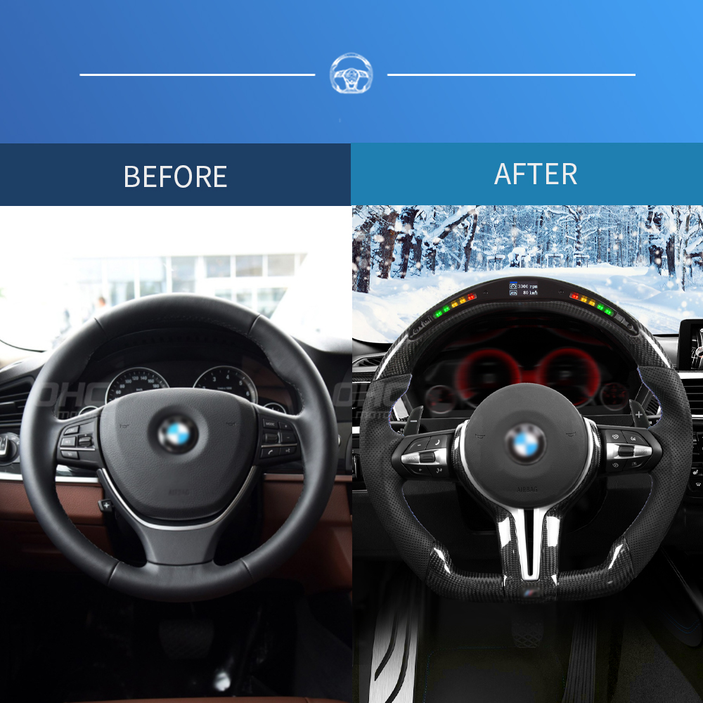 Custom Leather Steering Wheel Fit For Bmw M5 F10 F30 F11 F18 M6 F06 F12 F01 F02 F03 M3 M Sport Led Carbon Fiber Steering Wheel 