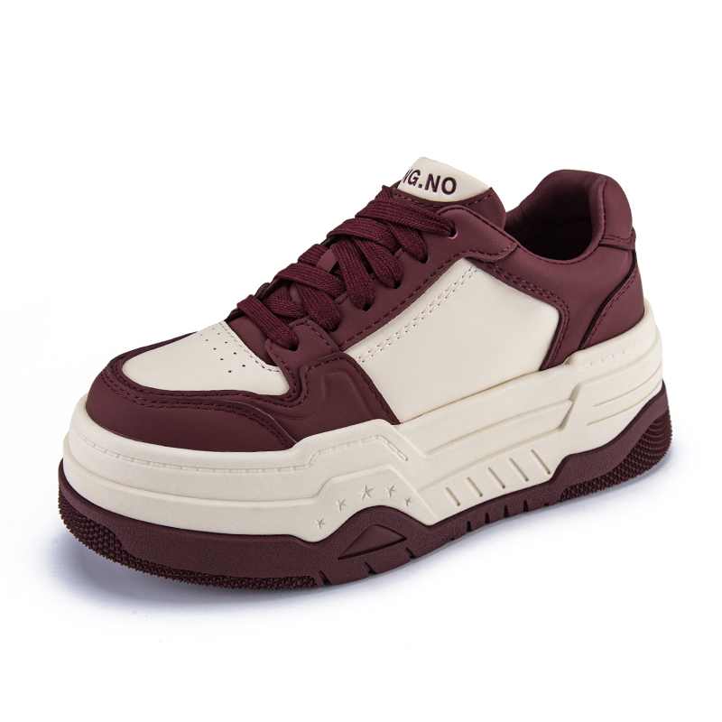 Casual Skate Shoes Genuine Leather Thick Sole Fashionable Women's Casual Sneakers