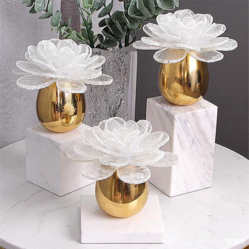 Light Luxury Decoration Natural Crystal Stone Flower Resin Crafts Dinning Table Decorations For Home 