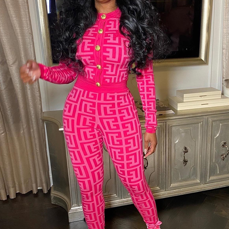 New Fashion Women&#39;s Luxury Clothing 2023 Casual Women Printing Setstwo Piece Pants Sets Leisure Girls Clothing 