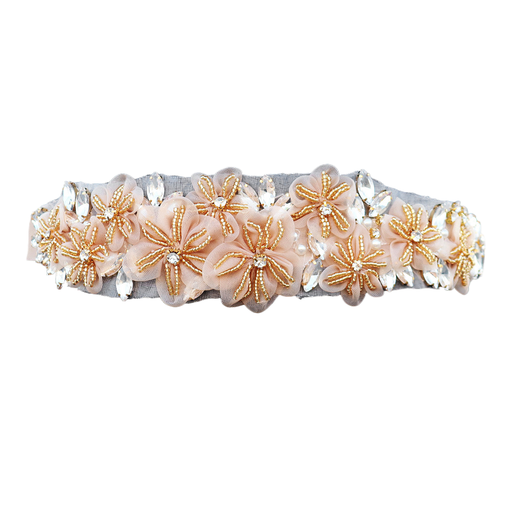 Huanxing Wedding decoration bridal belt Beautiful wedding dress accessories Fashion temperament beaded mesh flower waist w