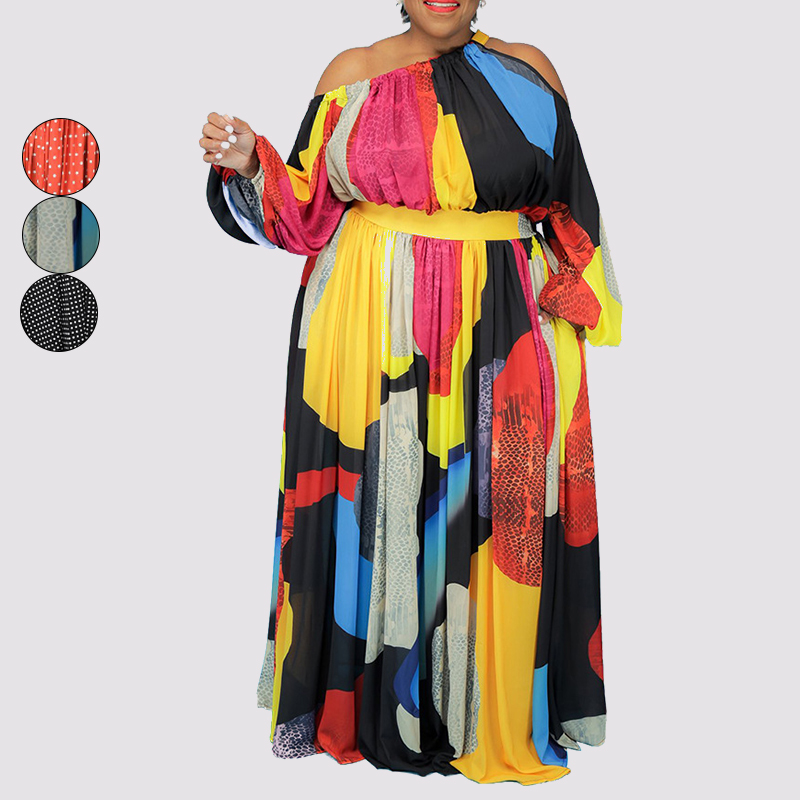 Lianmeng Ab335 Plus Size Women&#39;s Clothing African Print Robes African Fabrics 100% Cotton Lady Suits Office Long Dress 