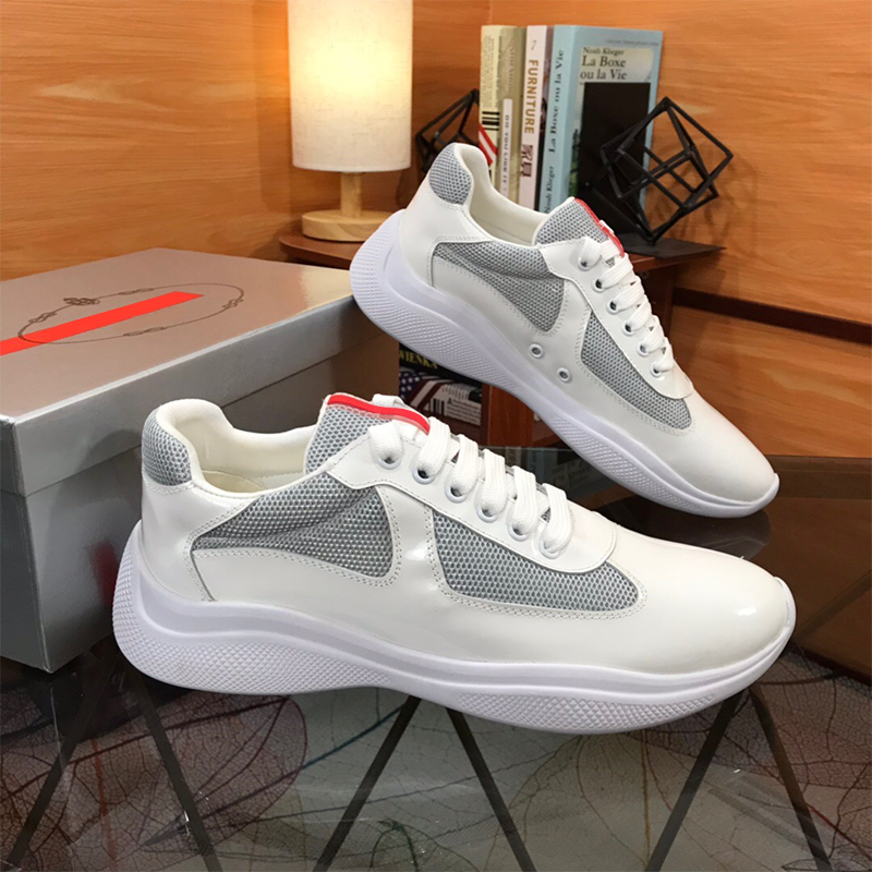 Glossy Bright Patent Leather Patchwork Mesh Breathable Casual Comfortable Men Round Toe Jogging Sneaker Spring Autumn Sport Shoe 