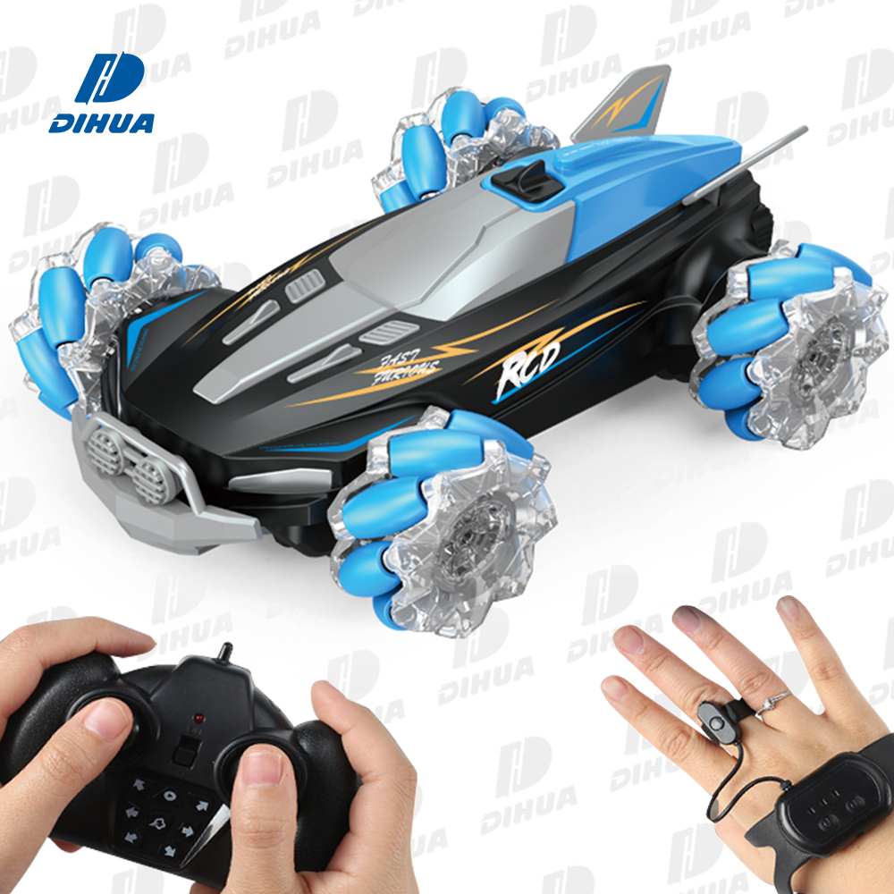2.4g Air Gesture Stunt Rc Car Toy For Kids Auto Demo Spray 360 Rotation Rc Stunt Dual Remote Control Car With Music Light 
