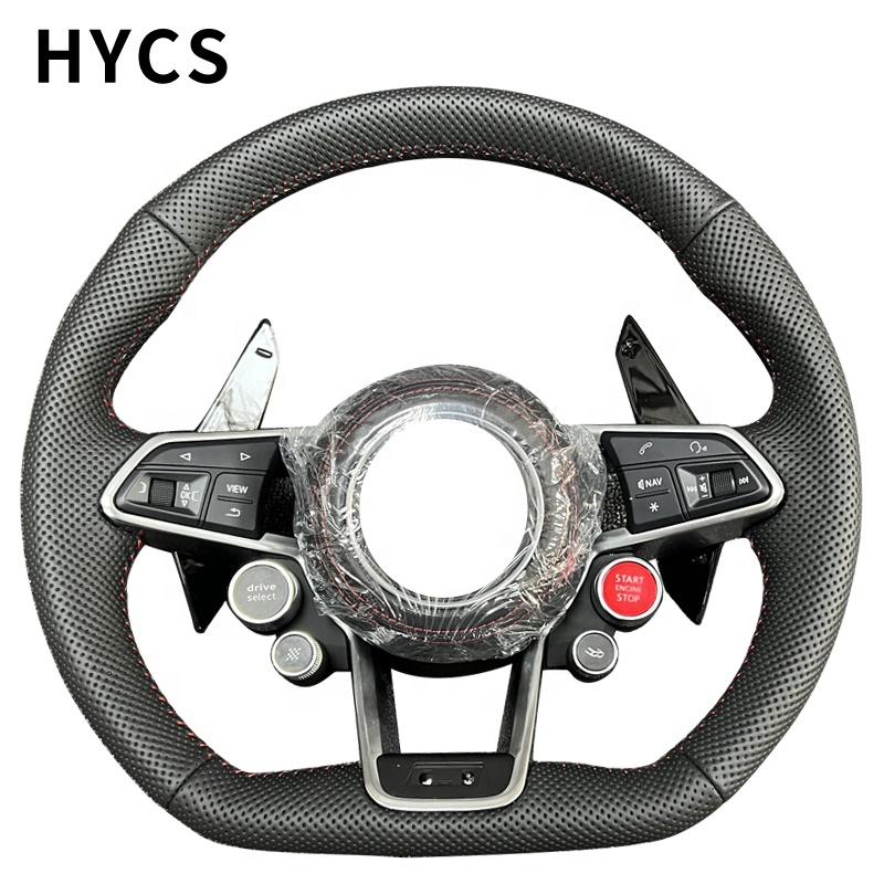 Leather Steering Wheel Upgrade Fit For Audi Rs Rs3 Rs7 A3 A4 A5 A7 Q7 Tt Tts R8 Steering Wheel Carbon Fiber 