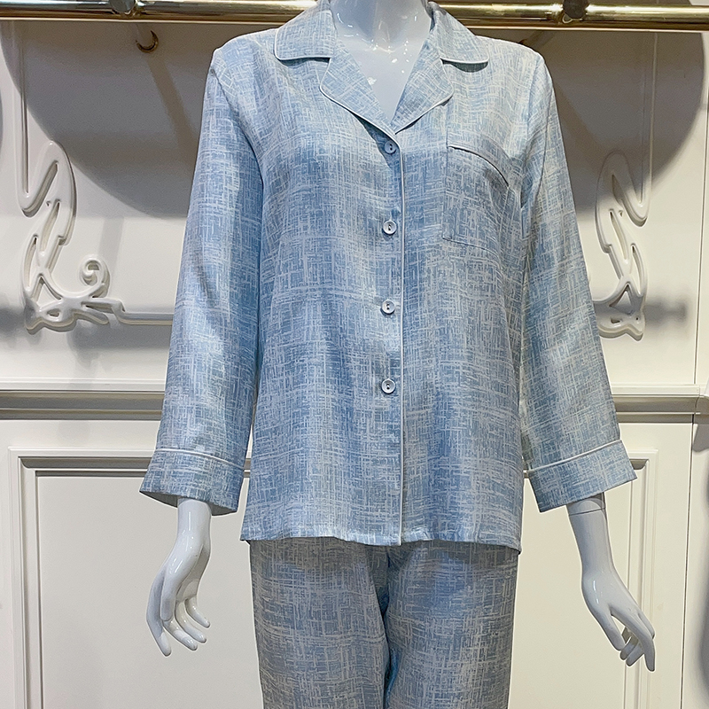 Silk Sleepwear Female Natural Classic Long 100% Pure Silk Swill 16mm Elegant Luxury Women&#39;s Clothing Pajama 