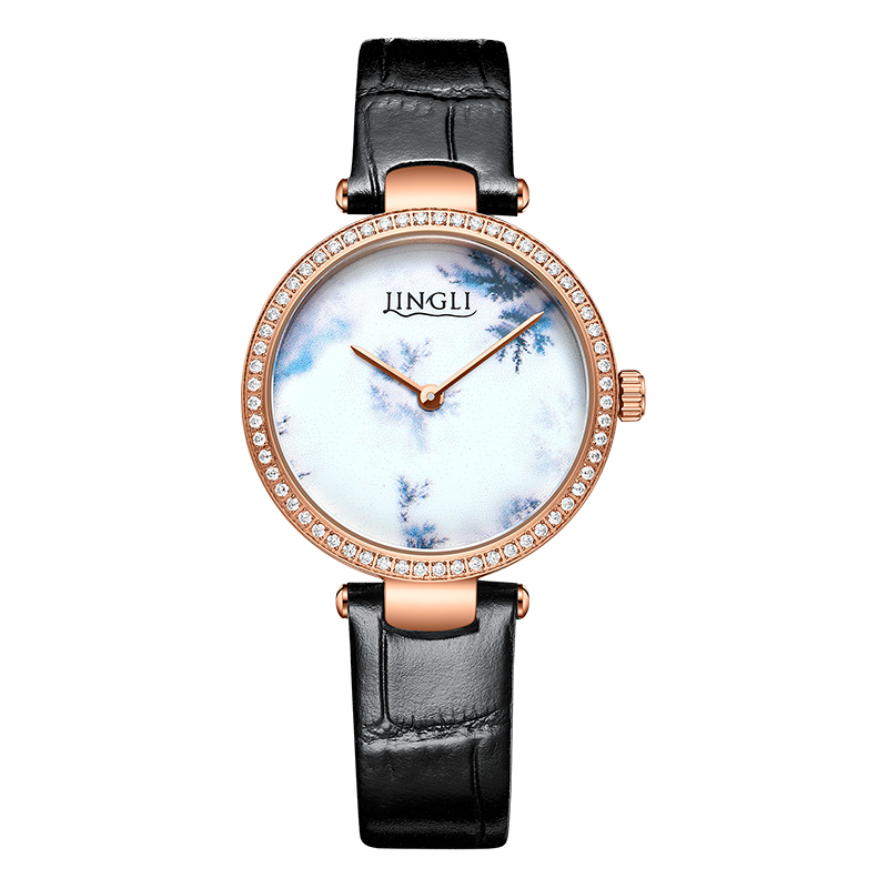 Jinlery Quartz Watch Women&#39;s Simple Design Imported Movement Leather Strap Waterproof Women&#39;s Quartz Watch 