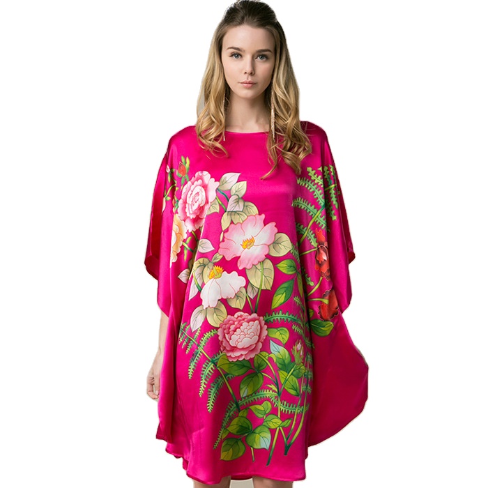 Wholesale Soft Home Clothes Cool Shirt Pajama For Woman Silk Satin Ladies Sleepwear Nightdress 