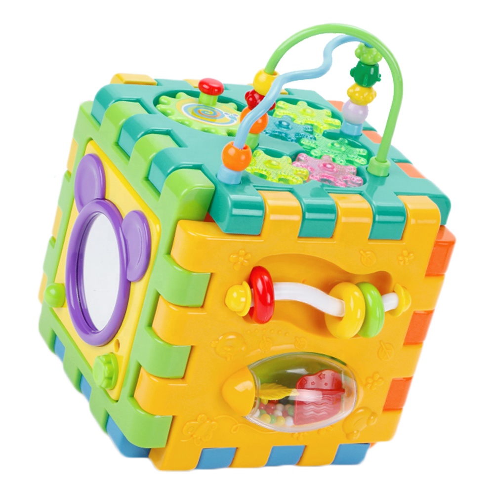 6 Sides Educational Toys Multifunction Colorful Musical Kid Baby Activity Cube Toy With Gears Game 