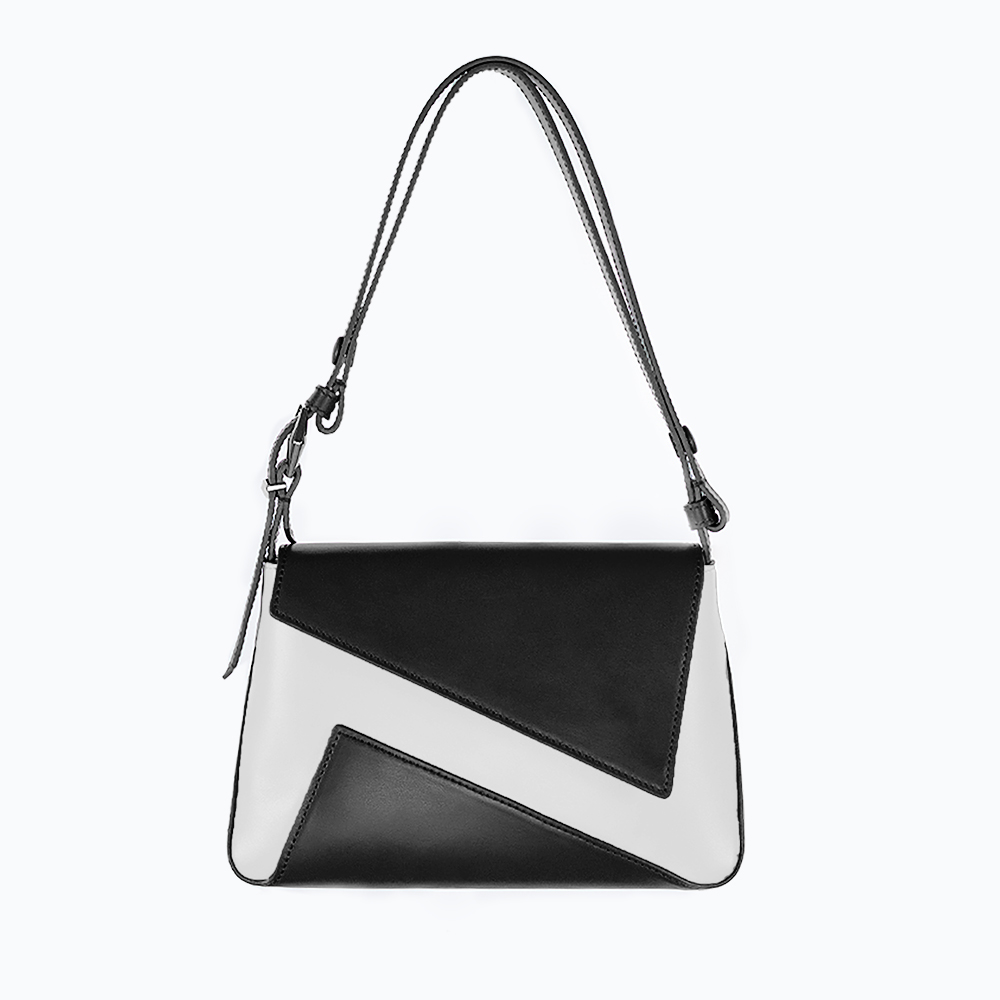 Genuine Leather Quality Shoulder Bag Geometric Bicolor Shoulder Women Handbags 