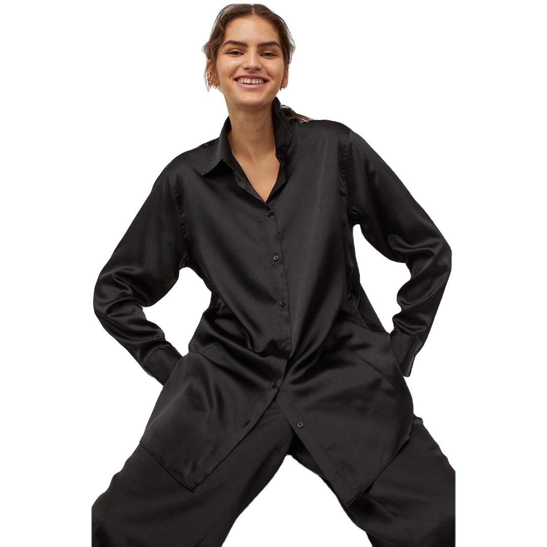 22mm Black Silk Women Pijamas Lounge Wear Women Gown Women&#39;s Sleepwear Shirts And Pants 